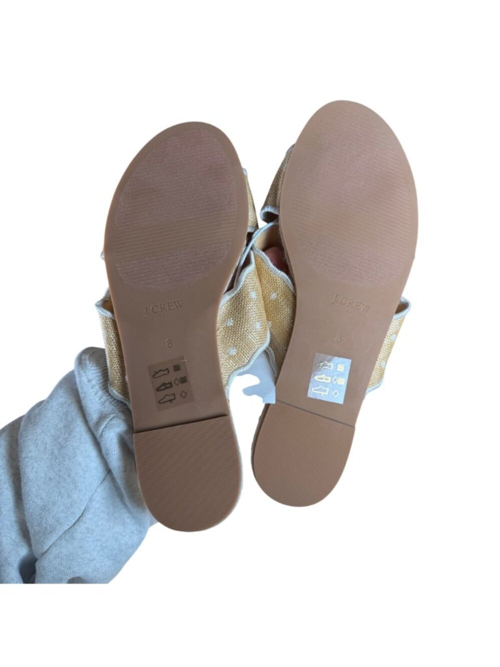 J. Crew Factory BZ198 Scalloped Polka-Dot Raffia Slide Sandals Size 8M NWT - Picture 7 of 7